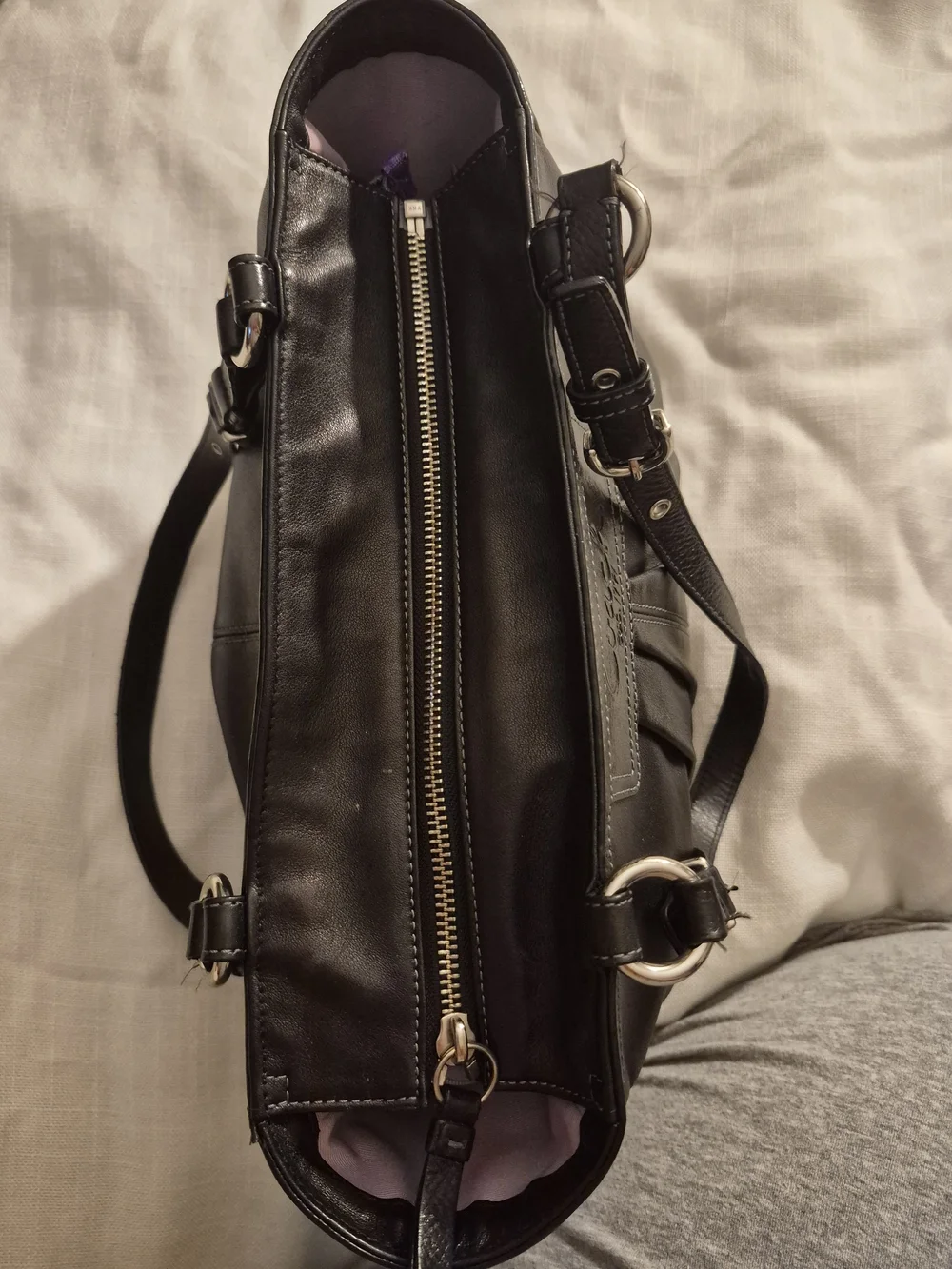 Coach Black Leather Pleated Shoulder Bag - Picture 7 of 7